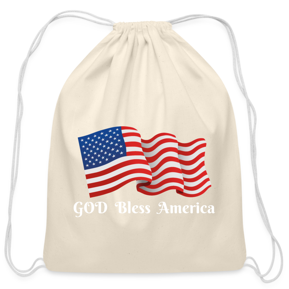 God Bless America Sack bag. Personalized Cotton Drawstring Bag. DIY Customizable Drawstring Backpack for Gym, Sports, Fitness. Made in USA Thanksgiving Gift. Custom Christmas Gift . Custom Washable Cotton Backpack for Children, Youths and Adults - natural