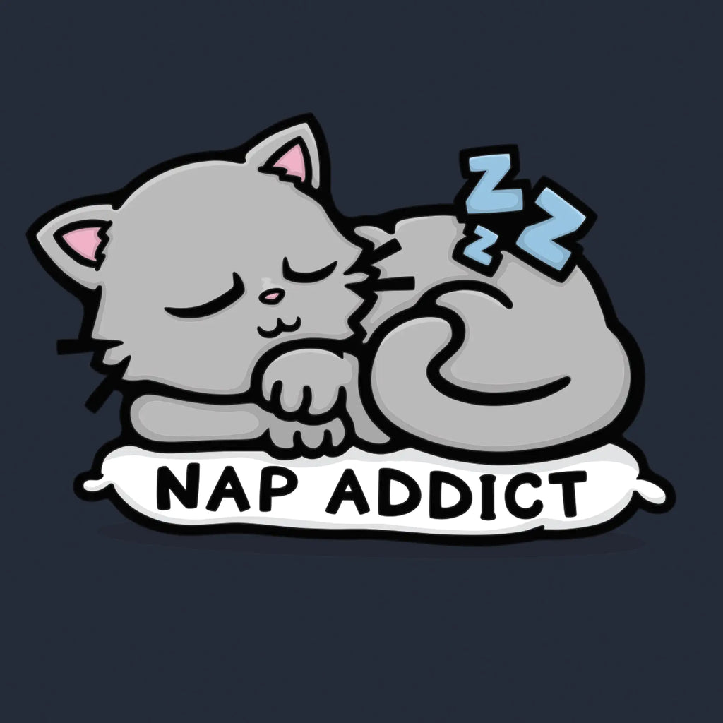 Funny Graphic T-Shirt- Nap Addict Cat