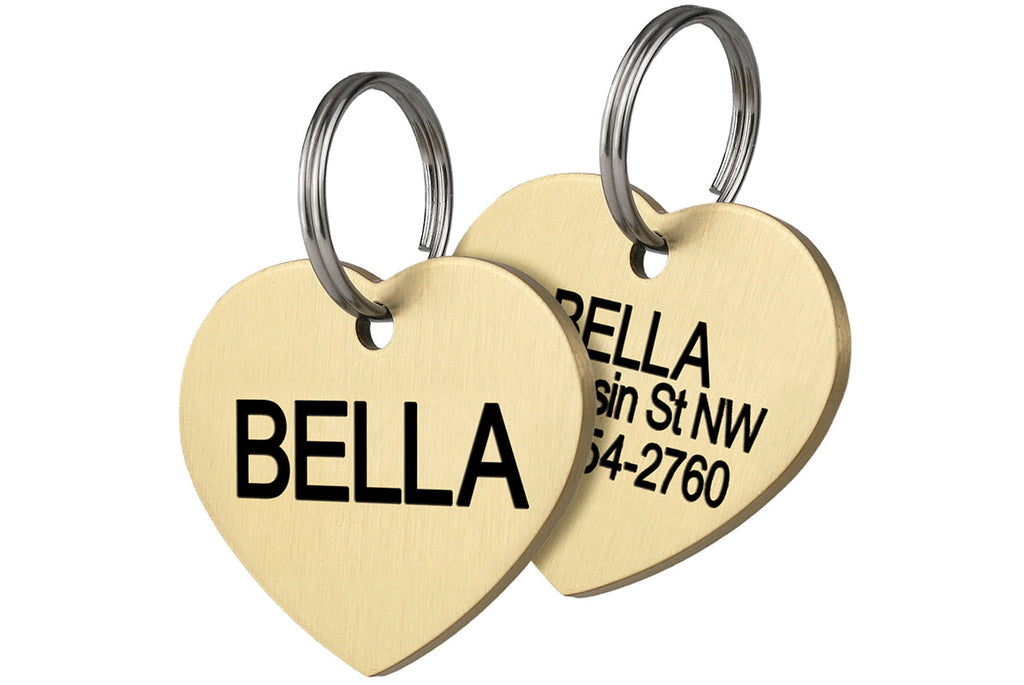 Heart Shape Brass Dog ID Tag