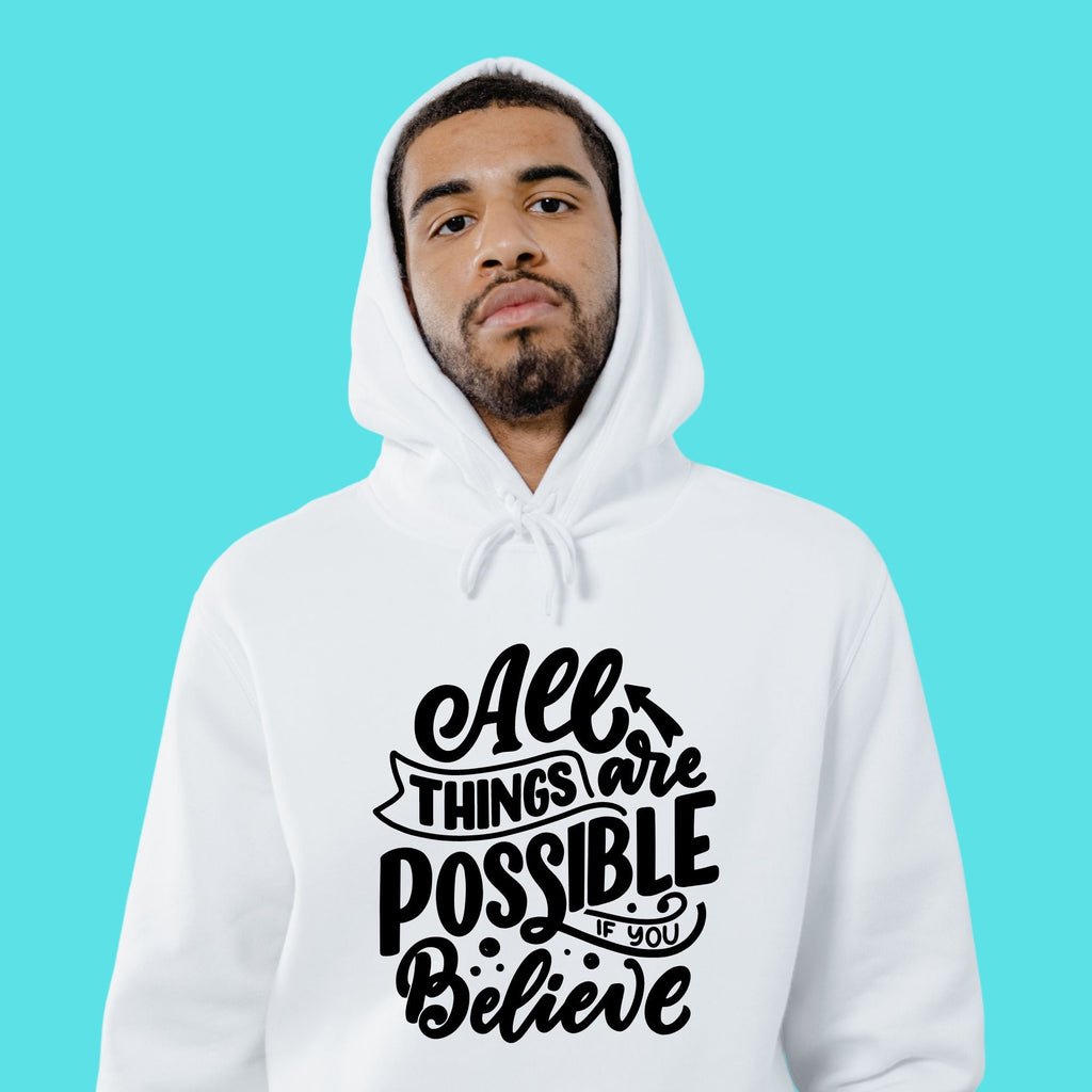 Handmade Graphic Hooded Sweatshirt. Unisex Custom Hoodie. Motivational Winter Clothing