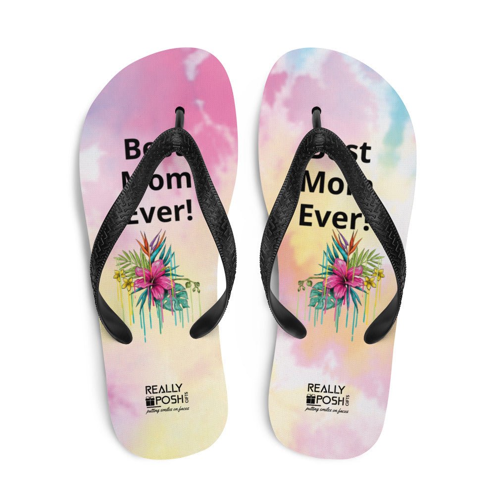 Best Mom Ever Flip-Flops. Fabric Lined Slippers. Happy Mothers Day Gift. Mothers Day Gift for Moms, Grandmas, Daughters, New and Expectant Moms, Step Moms, In-laws