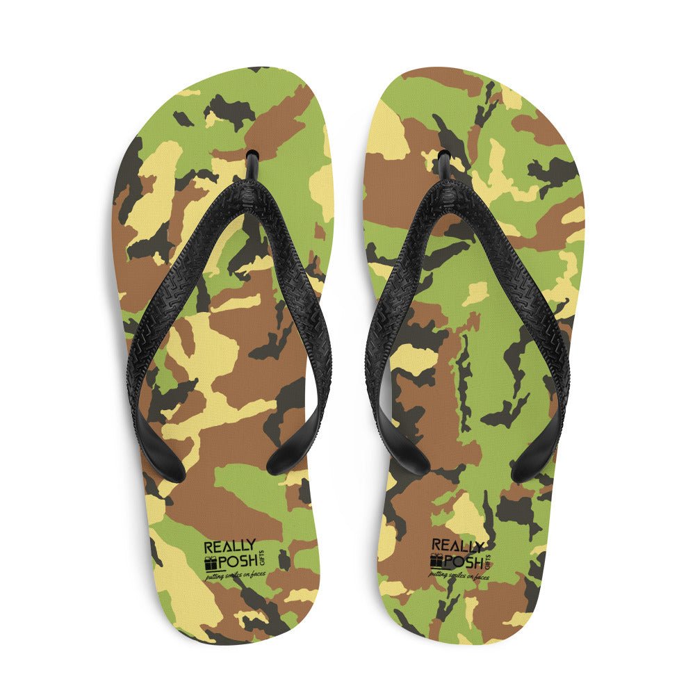 Camouflage Fabric-Lined Flip-Flops for Summer Beaches and Swimming Pools