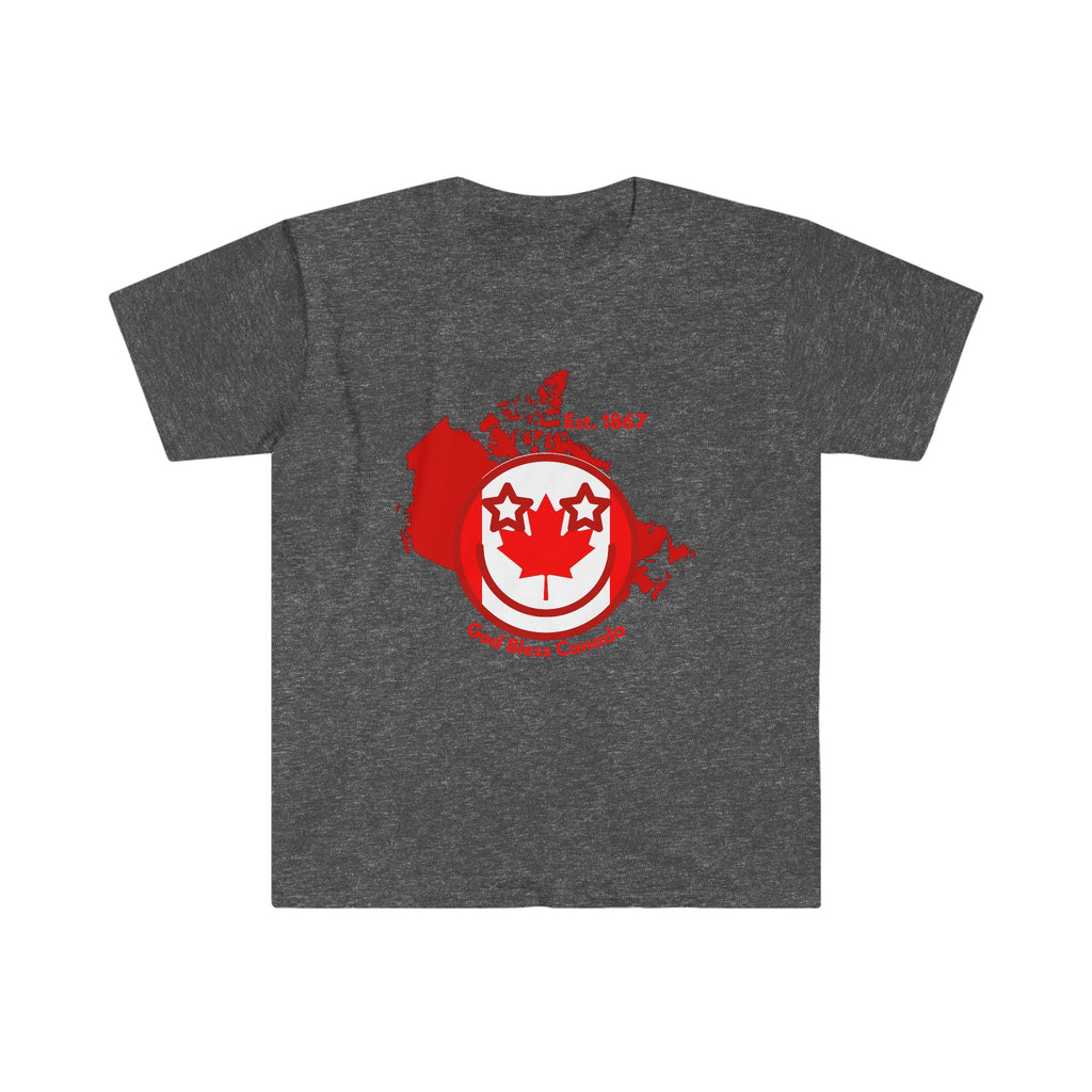 Canada Flag Happy Face Unisex T - Shirt For Patriots - reallyposhgifts