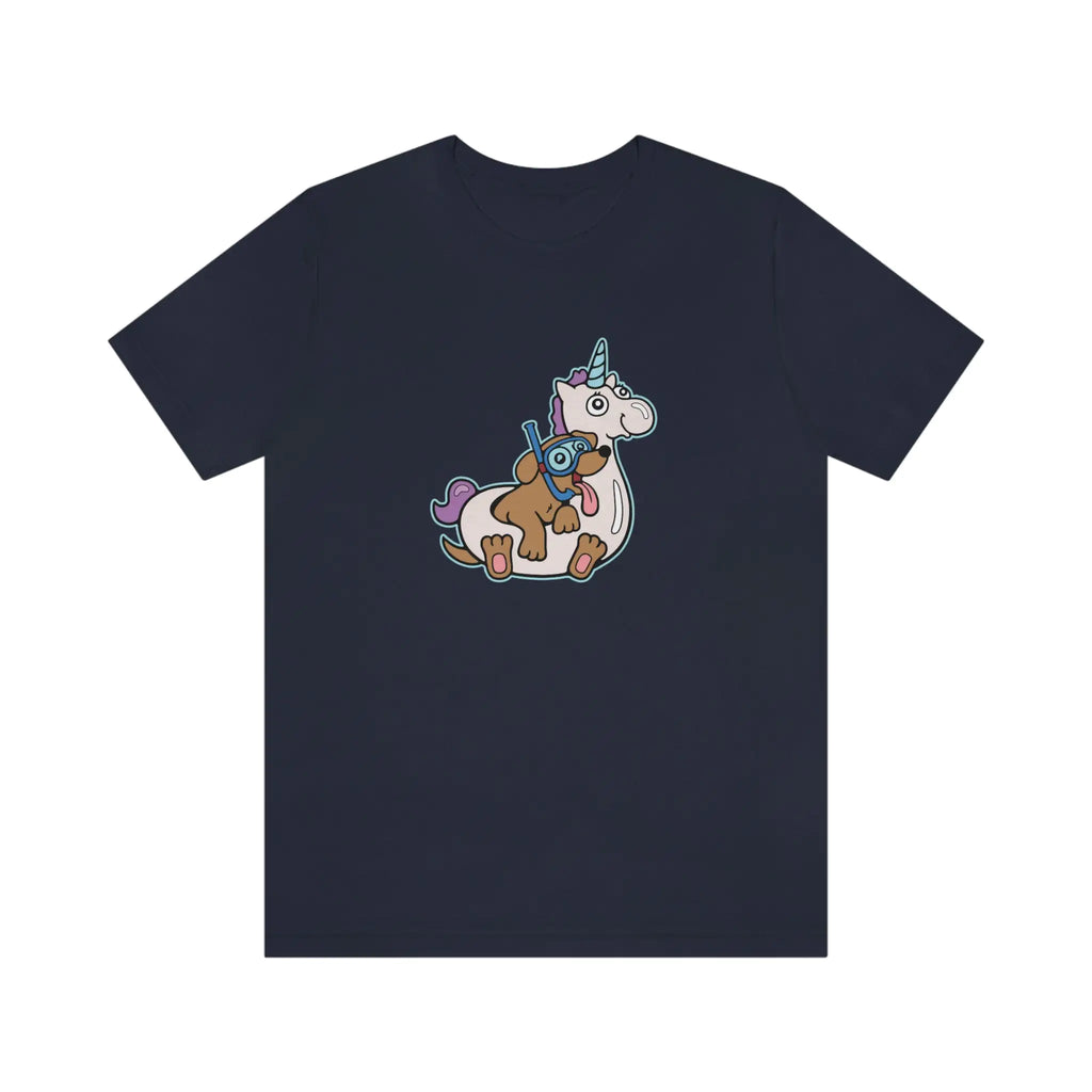 Funny Graphic T- Shirt-Unicorn Floatie Dog