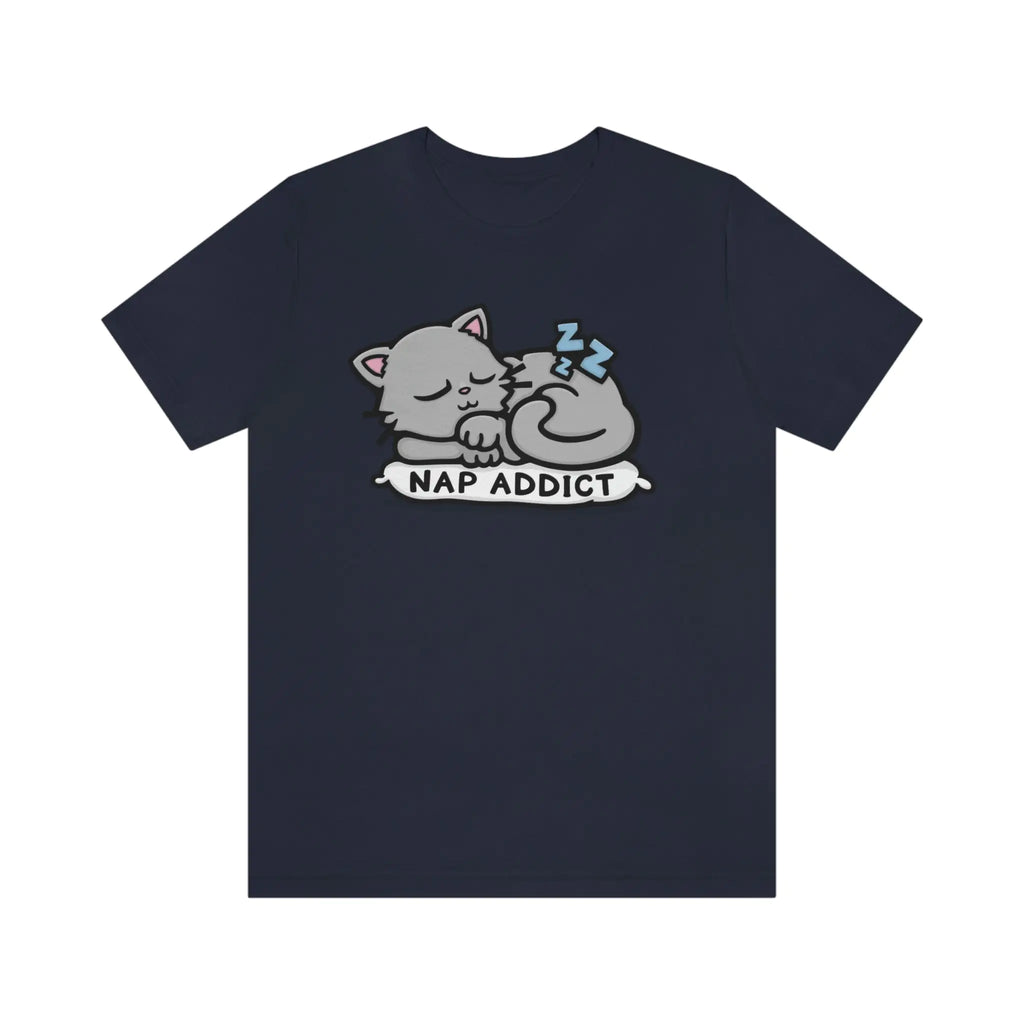 Funny Graphic T-Shirt- Nap Addict Cat