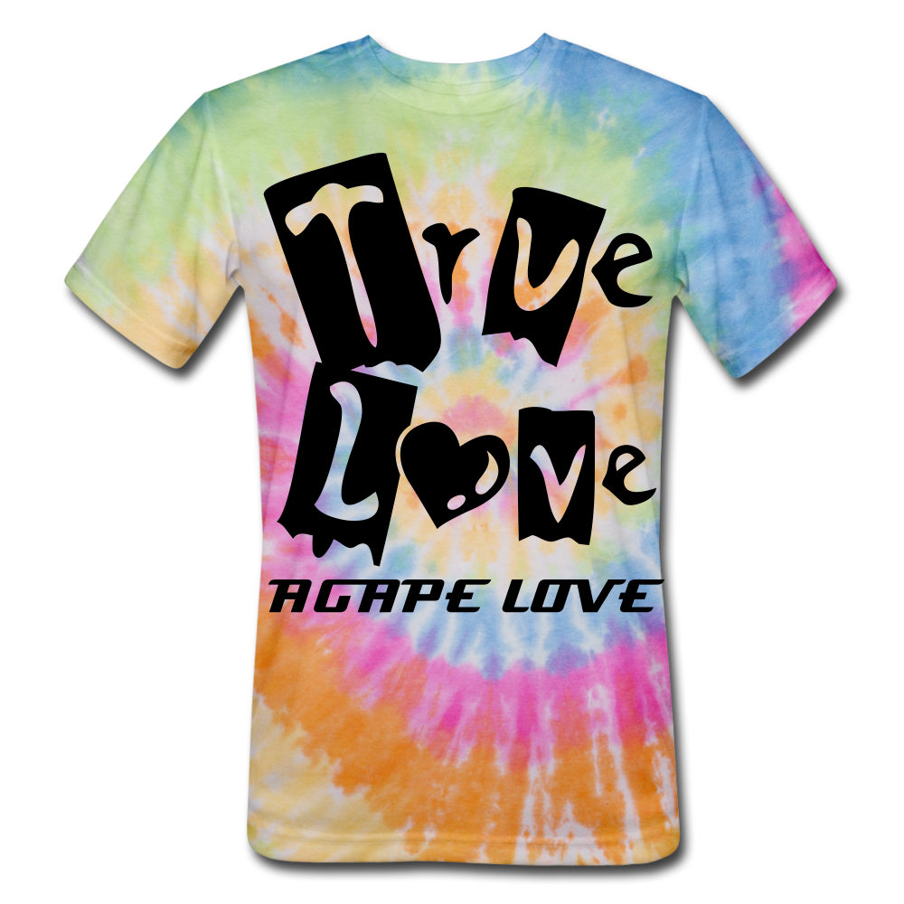 Christian Couples Custom T Shirt. Customizable T Shirt. True Love Unisex Tie Dye T-Shirt for Couples - rainbow