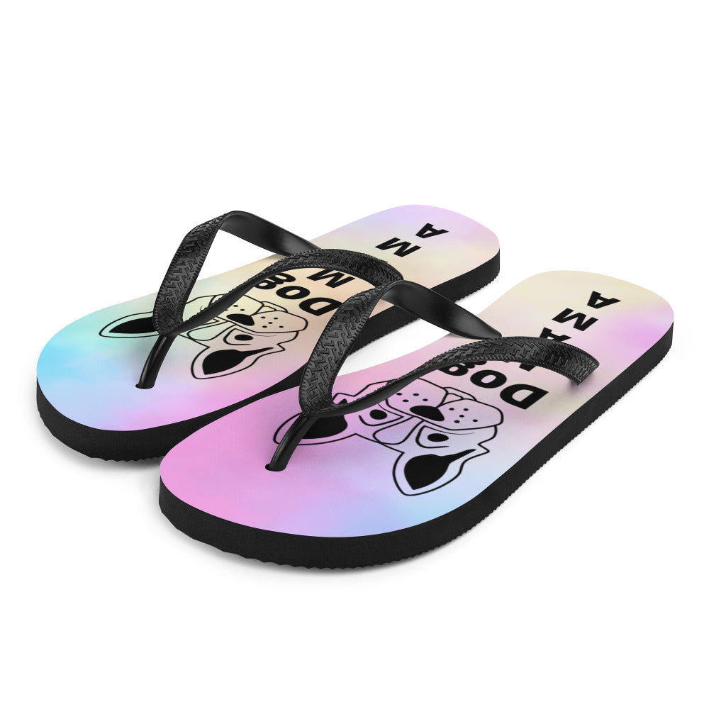 Dog Mama Fabric-Lined Flip-Flops for Summer Beaches and Swimming Pools