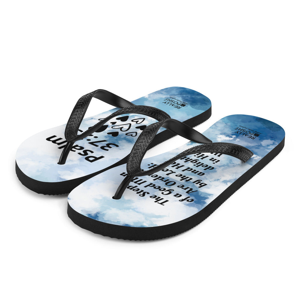 Christian Scripture Fabric-Lined Flip-Flops for Summer Beaches and Swimming Pools