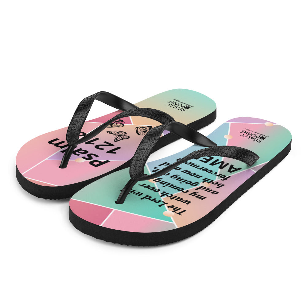 Christian Scripture Fabric-Lined Flip-Flops for Summer Beaches and Swimming Pools