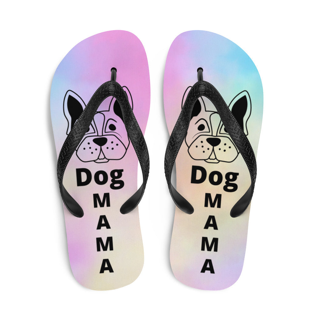 Dog Mama Fabric-Lined Flip-Flops for Summer Beaches and Swimming Pools