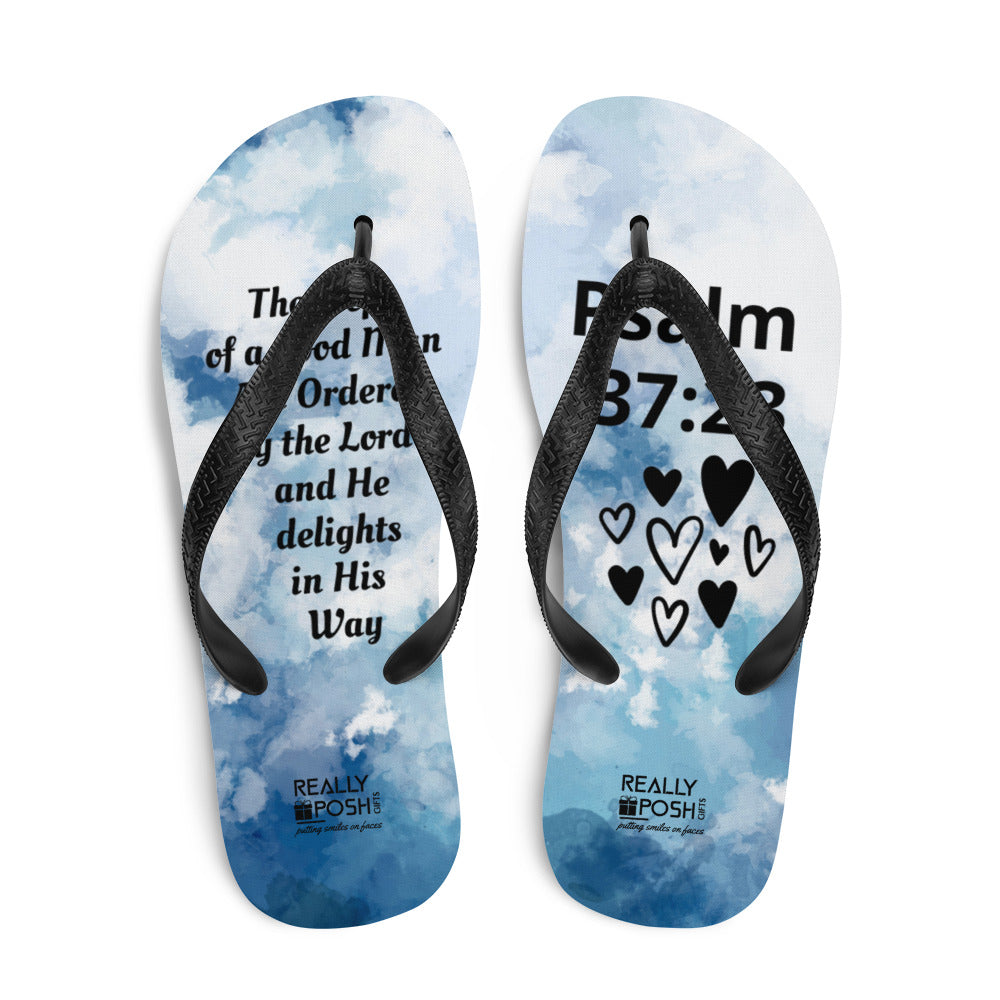 Christian Scripture Fabric-Lined Flip-Flops for Summer Beaches and Swimming Pools