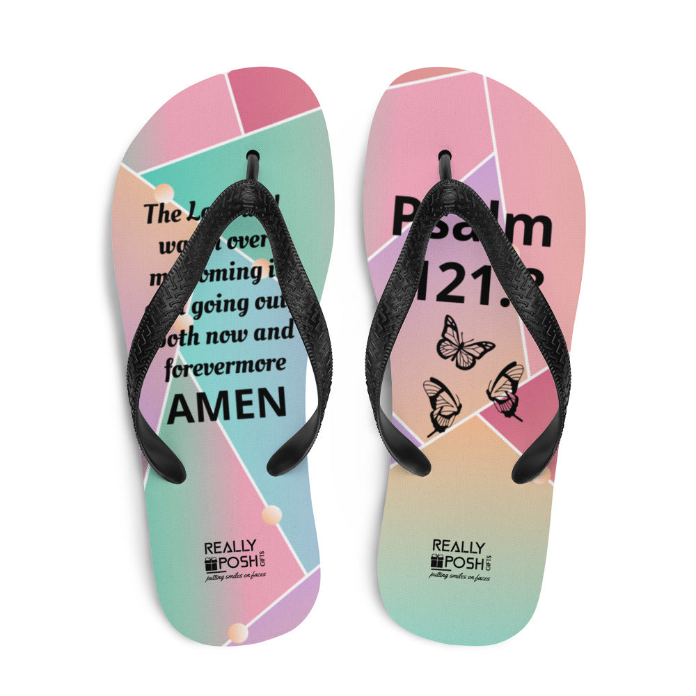 Christian Scripture Fabric-Lined Flip-Flops for Summer Beaches and Swimming Pools