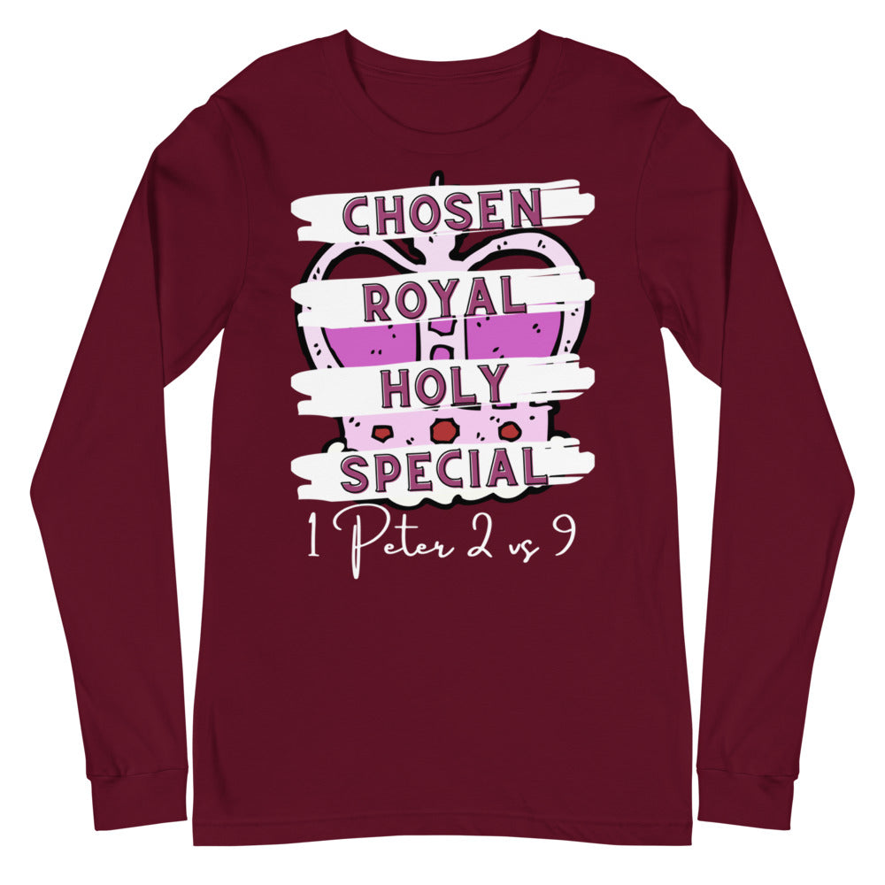 Chosen, Royal, Holy T Shirt, Christian Unisex Long Sleeve Tee