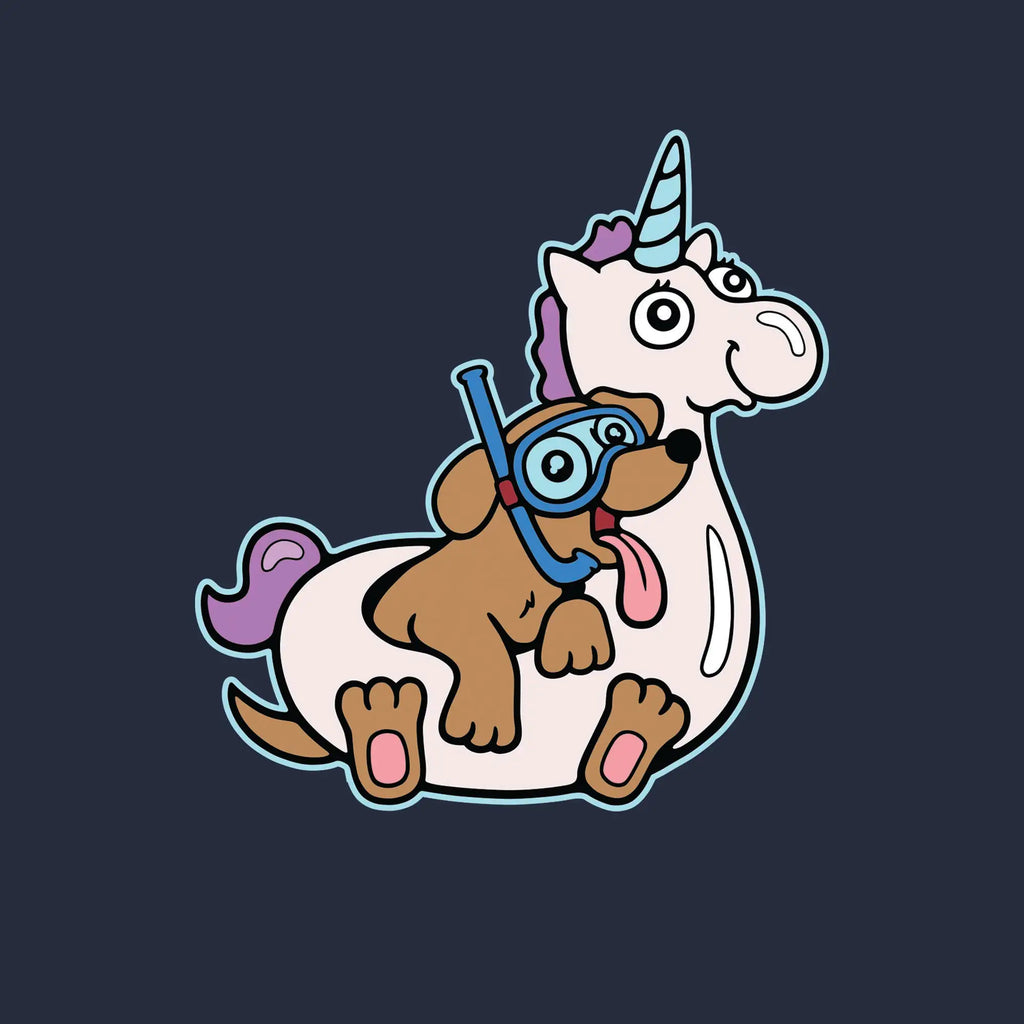 Funny Graphic T- Shirt-Unicorn Floatie Dog